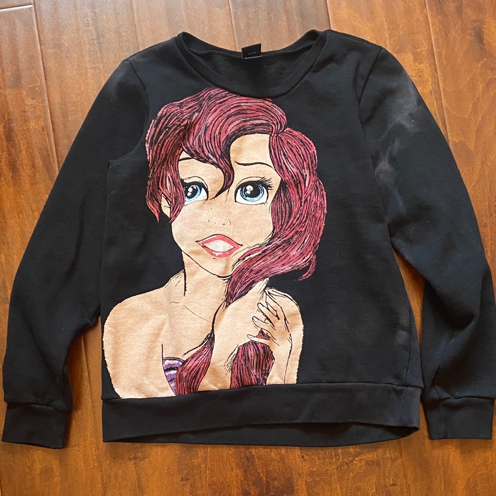 Disney Black Sweatshirt with Ariel Graphic